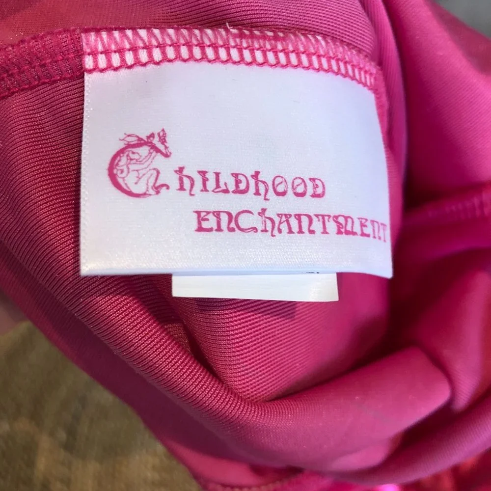 Childhood Enchantment Small Orange Pink‎ Sherbet Leotard & Tutu Floral Ribbon